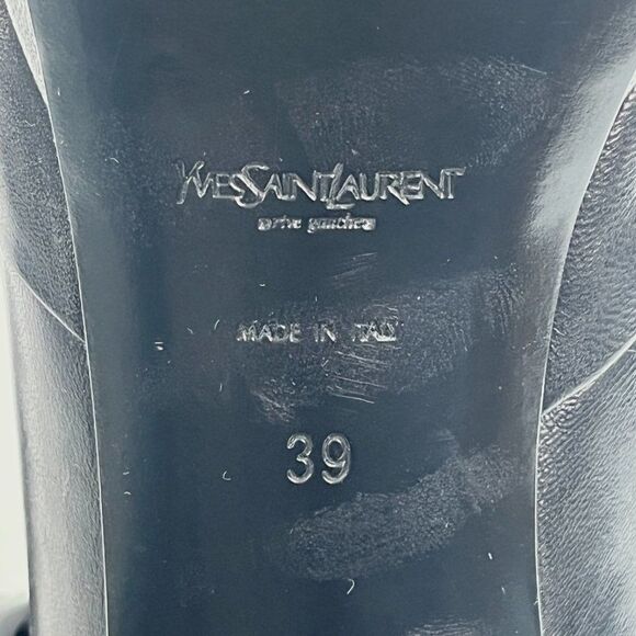 YSL Yves Saint Laurent Leather Gisele Platform Ankle Booties Black Size 39/8.5 - Picture 10 of 12